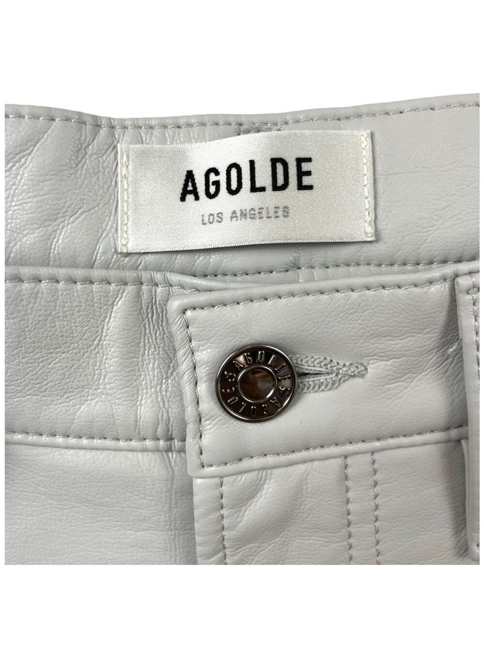 NEW AGOLDE Recycled Leather 90's Pinch Waist Jeans Size 26 in Wisp (Dove Grey) - Picture 8 of 10